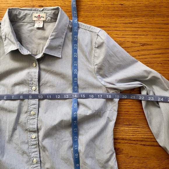 Blue & White Pin Stripe Long Sleeve Button Down - Picture 7 of 7
